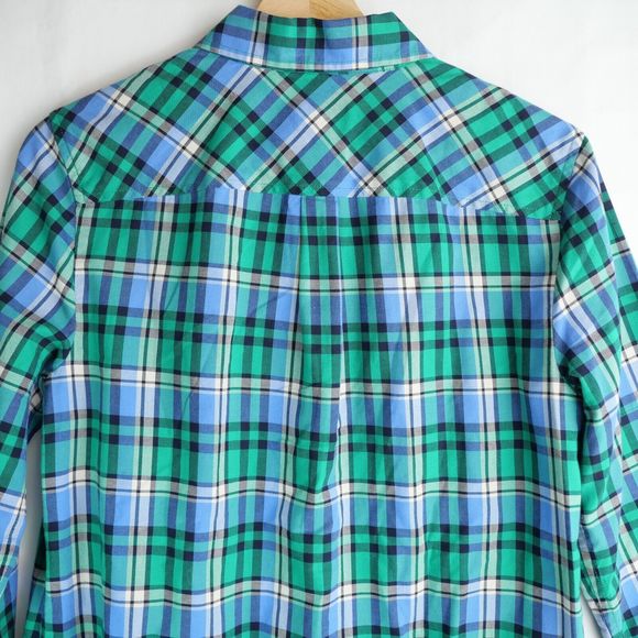 Talbots Button Down Shirt Blue Plaid Cotton Long Sleeve Casual Basic Size Small - Picture 6 of 11